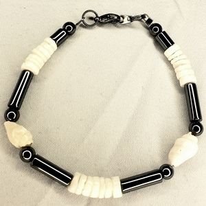 Seashell, Hematite, and Pookah Shell Bracelet